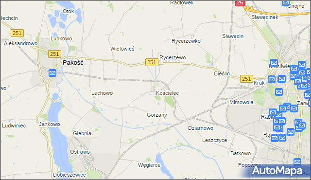 mapa Kościelec gmina Pakość, Kościelec gmina Pakość na mapie Targeo