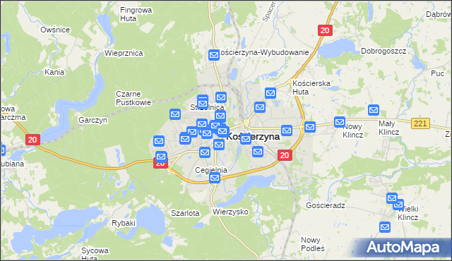 mapa Kościerzyna, Kościerzyna na mapie Targeo