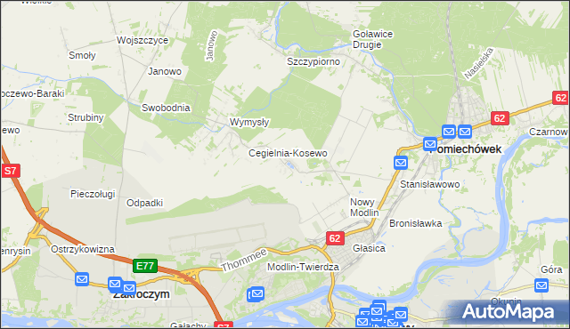 mapa Kosewo gmina Pomiechówek, Kosewo gmina Pomiechówek na mapie Targeo