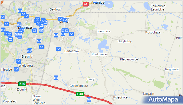 mapa Koskowice, Koskowice na mapie Targeo