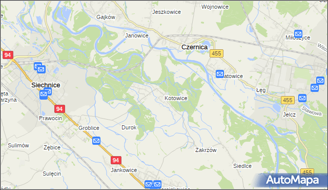 mapa Kotowice gmina Siechnice, Kotowice gmina Siechnice na mapie Targeo