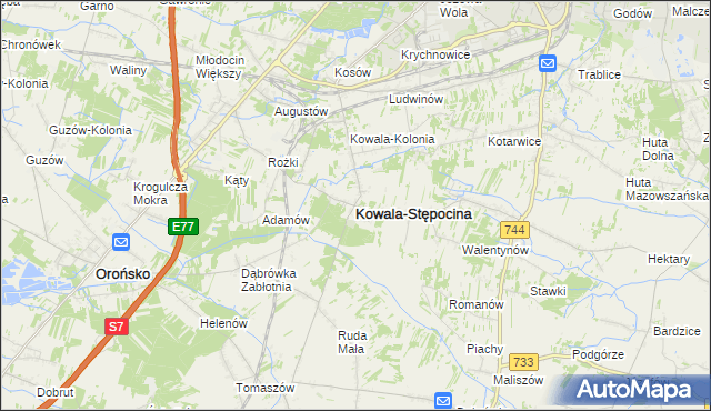 mapa Kowala-Stępocina, Kowala-Stępocina na mapie Targeo