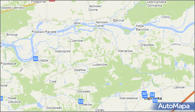 mapa Kowalicha gmina Dąbrówka, Kowalicha gmina Dąbrówka na mapie Targeo