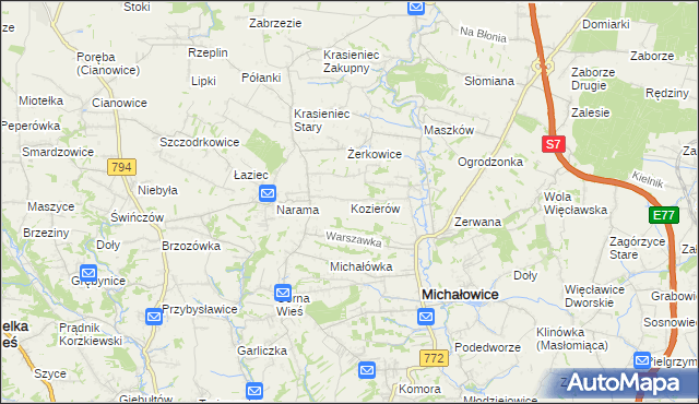 mapa Kozierów, Kozierów na mapie Targeo