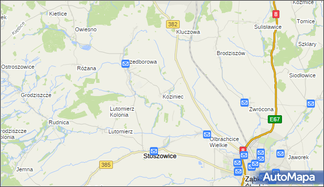 mapa Koziniec gmina Ząbkowice Śląskie, Koziniec gmina Ząbkowice Śląskie na mapie Targeo
