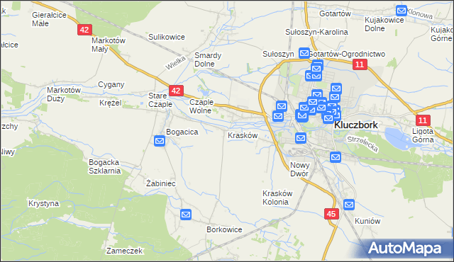 mapa Krasków gmina Kluczbork, Krasków gmina Kluczbork na mapie Targeo