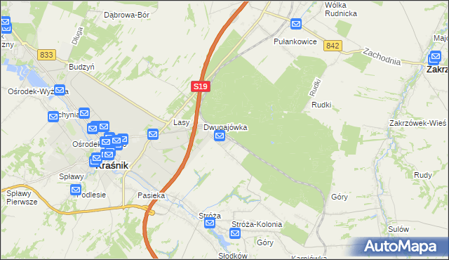 mapa Kraśnik powiat kraśnicki, Kraśnik powiat kraśnicki na mapie Targeo