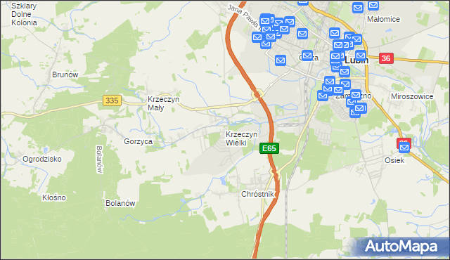 mapa Krzeczyn Wielki, Krzeczyn Wielki na mapie Targeo