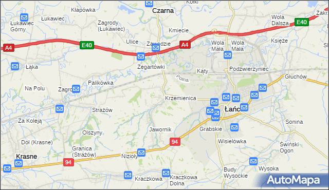 mapa Krzemienica gmina Czarna, Krzemienica gmina Czarna na mapie Targeo