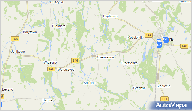 mapa Krzemienna gmina Dobra, Krzemienna gmina Dobra na mapie Targeo