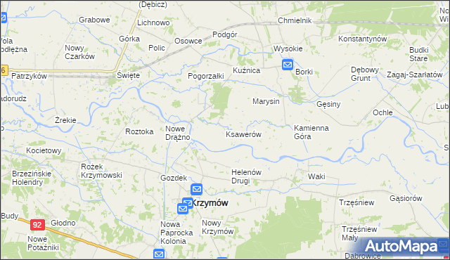 mapa Ksawerów gmina Kramsk, Ksawerów gmina Kramsk na mapie Targeo