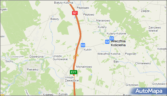 mapa Kuklin, Kuklin na mapie Targeo