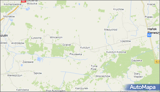 mapa Kulczyn gmina Hańsk, Kulczyn gmina Hańsk na mapie Targeo