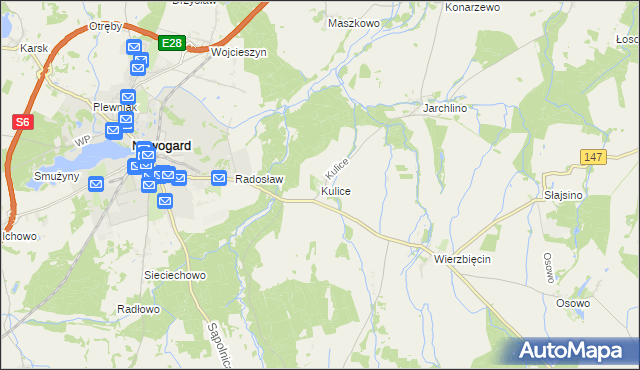 mapa Kulice gmina Nowogard, Kulice gmina Nowogard na mapie Targeo