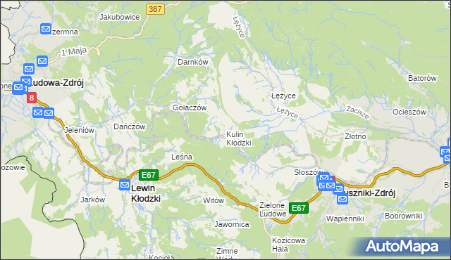 mapa Kulin Kłodzki, Kulin Kłodzki na mapie Targeo