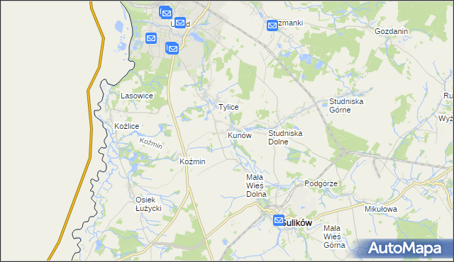 mapa Kunów gmina Zgorzelec, Kunów gmina Zgorzelec na mapie Targeo