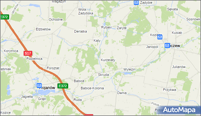 mapa Kurzelaty, Kurzelaty na mapie Targeo