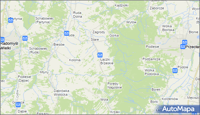 mapa Łączki Brzeskie, Łączki Brzeskie na mapie Targeo