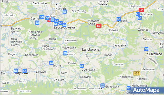 mapa Lanckorona, Lanckorona na mapie Targeo