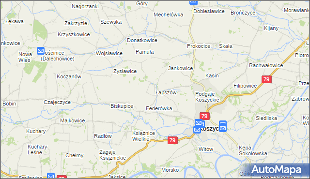 mapa Łapszów, Łapszów na mapie Targeo