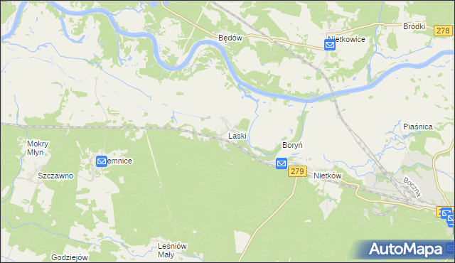 mapa Laski gmina Czerwieńsk, Laski gmina Czerwieńsk na mapie Targeo