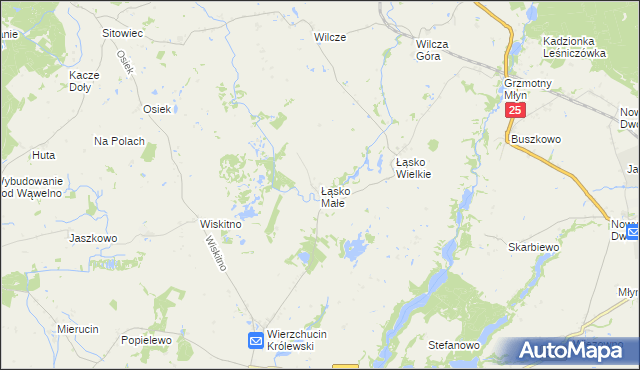 mapa Łąsko Małe, Łąsko Małe na mapie Targeo