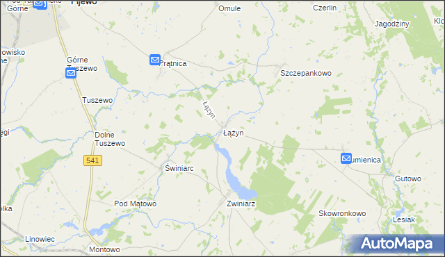 mapa Łążyn gmina Lubawa, Łążyn gmina Lubawa na mapie Targeo