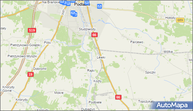 mapa Lewki gmina Bielsk Podlaski, Lewki gmina Bielsk Podlaski na mapie Targeo