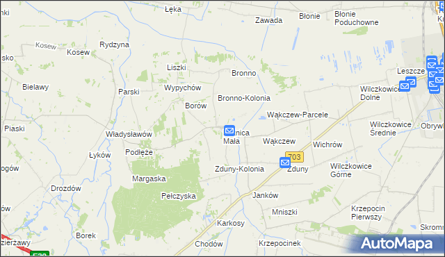 mapa Leźnica Mała, Leźnica Mała na mapie Targeo