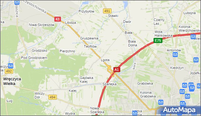 mapa Lgota gmina Kłobuck, Lgota gmina Kłobuck na mapie Targeo