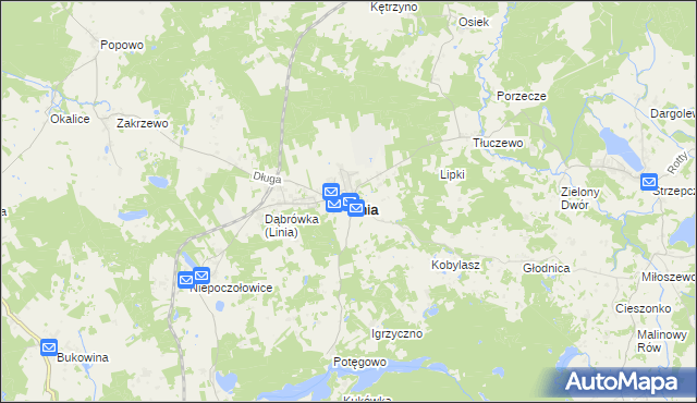 mapa Linia powiat wejherowski, Linia powiat wejherowski na mapie Targeo