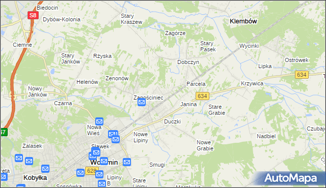 mapa Lipinki gmina Wołomin, Lipinki gmina Wołomin na mapie Targeo