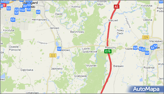 mapa Lipinki Szlacheckie, Lipinki Szlacheckie na mapie Targeo