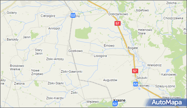 mapa Lisiogóra, Lisiogóra na mapie Targeo