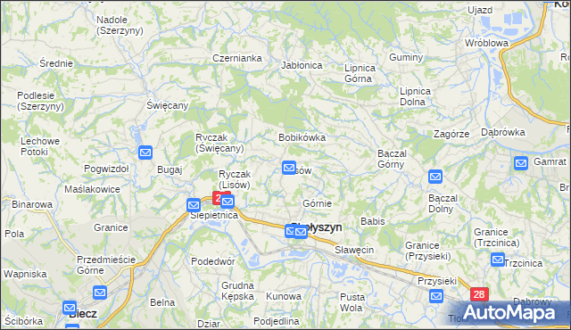 mapa Lisów gmina Skołyszyn, Lisów gmina Skołyszyn na mapie Targeo