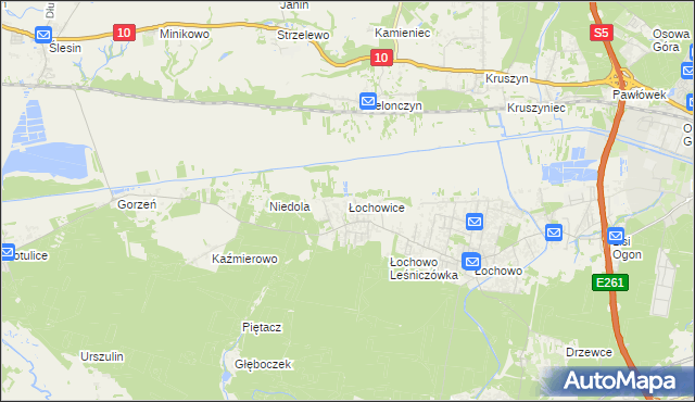 mapa Łochowice gmina Białe Błota, Łochowice gmina Białe Błota na mapie Targeo
