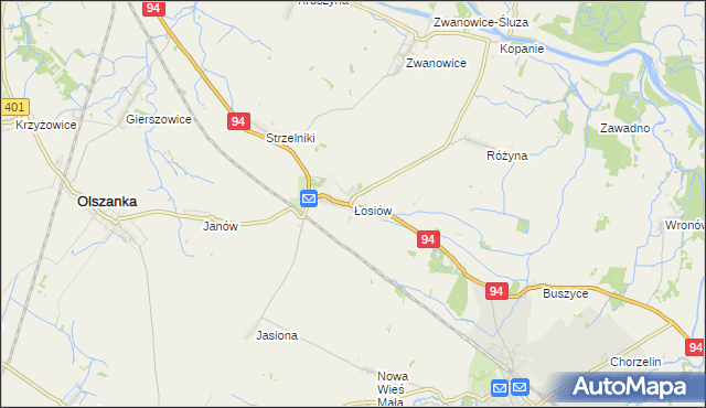 mapa Łosiów, Łosiów na mapie Targeo