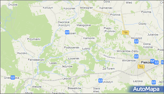 mapa Łubno gmina Piekoszów, Łubno gmina Piekoszów na mapie Targeo