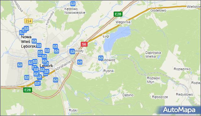 mapa Lubowidz gmina Nowa Wieś Lęborska, Lubowidz gmina Nowa Wieś Lęborska na mapie Targeo