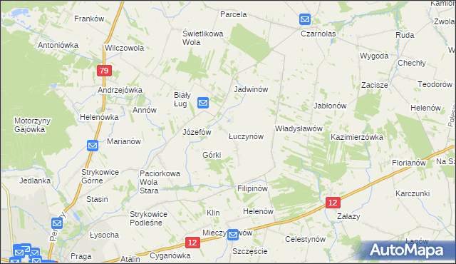 mapa Łuczynów gmina Policzna, Łuczynów gmina Policzna na mapie Targeo