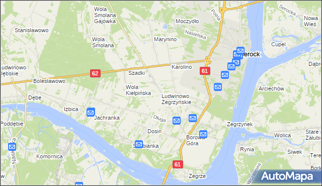 mapa Ludwinowo Zegrzyńskie, Ludwinowo Zegrzyńskie na mapie Targeo