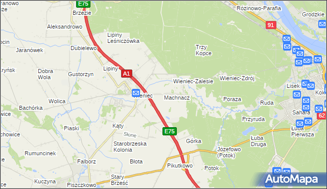 mapa Machnacz gmina Brześć Kujawski, Machnacz gmina Brześć Kujawski na mapie Targeo