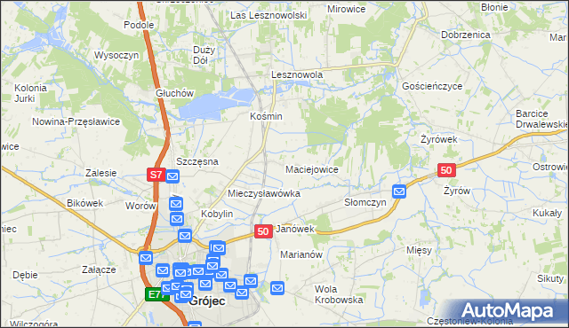 mapa Maciejowice gmina Grójec, Maciejowice gmina Grójec na mapie Targeo