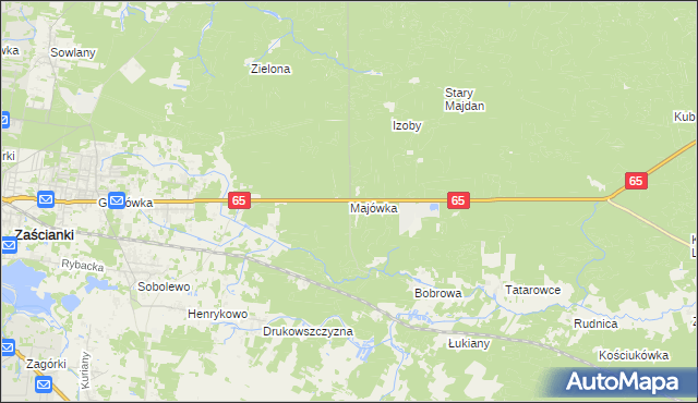 mapa Majówka gmina Supraśl, Majówka gmina Supraśl na mapie Targeo