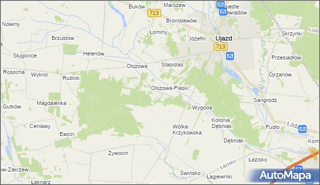 mapa Maksymów gmina Ujazd, Maksymów gmina Ujazd na mapie Targeo