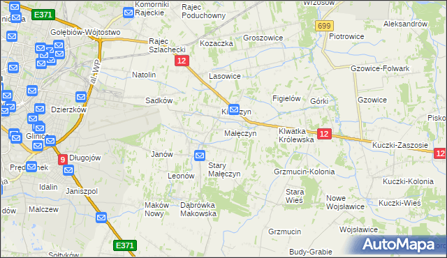 mapa Małęczyn gmina Gózd, Małęczyn gmina Gózd na mapie Targeo