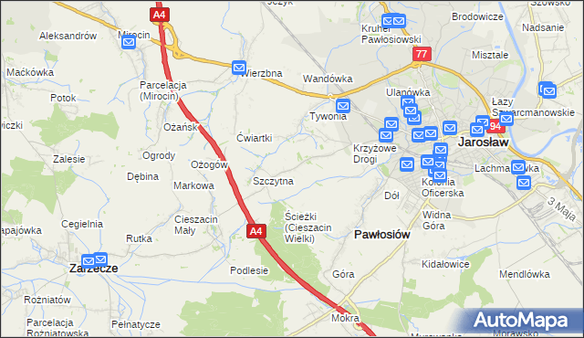 mapa Maleniska gmina Pawłosiów, Maleniska gmina Pawłosiów na mapie Targeo