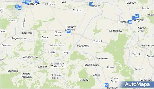 mapa Mariantów gmina Zagórów, Mariantów gmina Zagórów na mapie Targeo