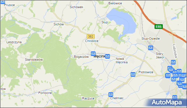 mapa Męcinka, Męcinka na mapie Targeo