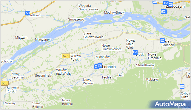 mapa Michałów gmina Leoncin, Michałów gmina Leoncin na mapie Targeo